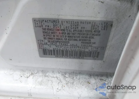 2019 Nissan Sentra Sv z USA, uszkodzony, nr VIN 3N1AB7AP5KY455635